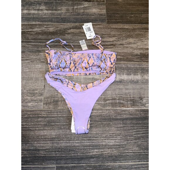 L SPACE By MONICA WISE Women's Purple Reversible Cabana/Rebel size SMALL NEW - Picture 4 of 5